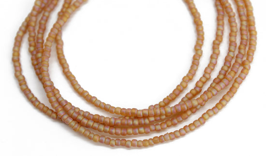 Transparent Frosted Rainbow Topaz Seed Bead Necklace, Thin 1.5mm Single Strand
