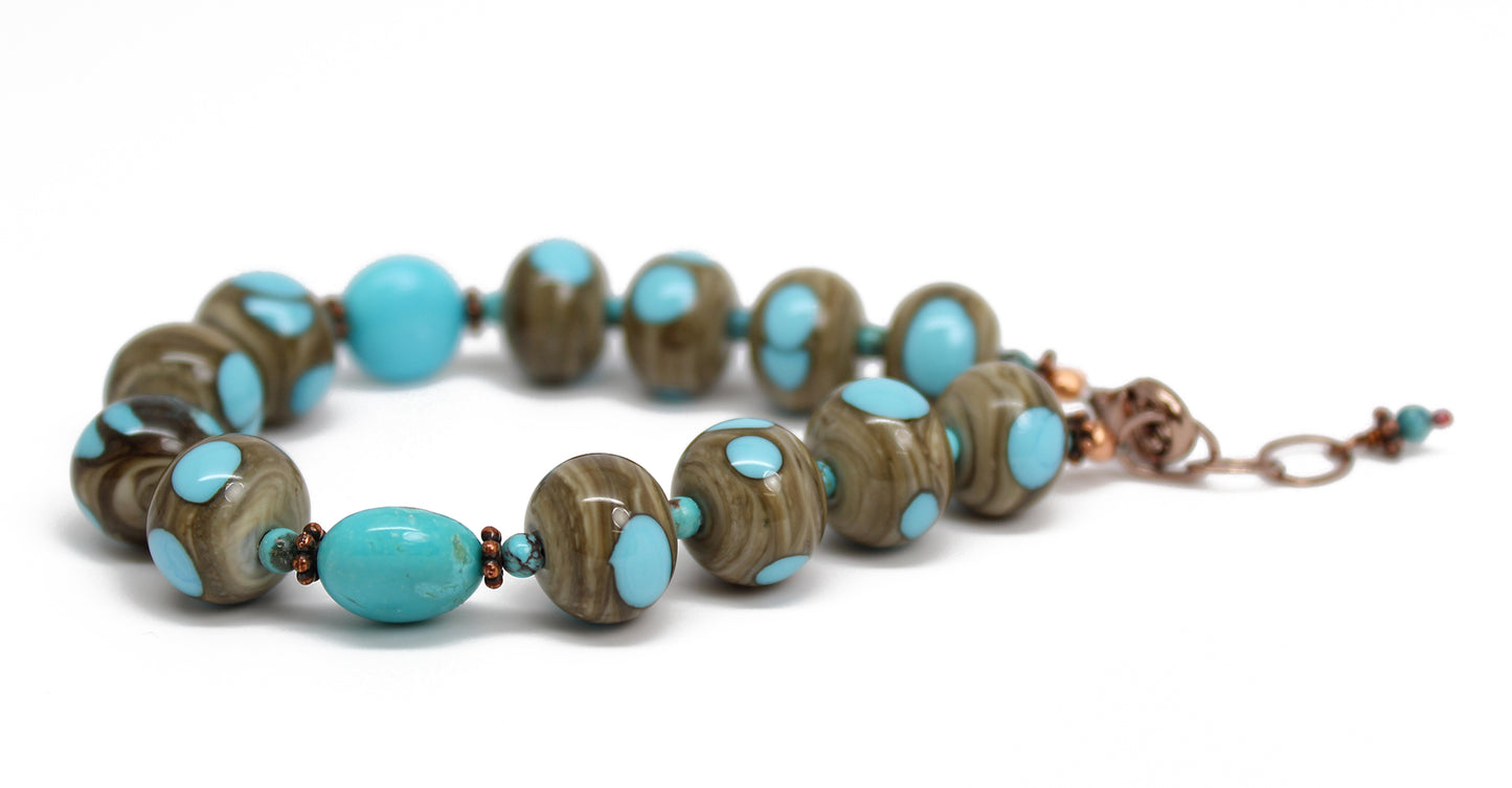 Turquoise and Lampwork Bead Bracelet