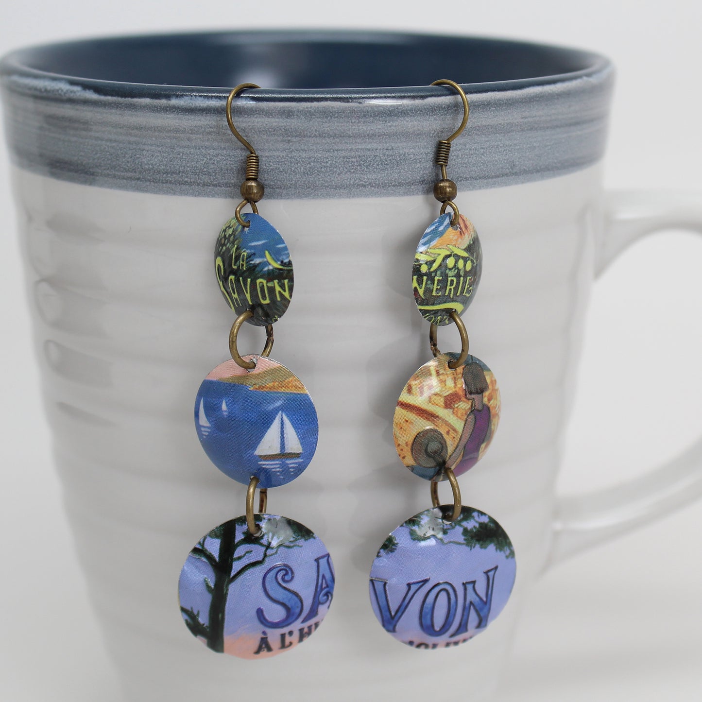 Load image into Gallery viewer, Vintage Savon Tin Earrings
