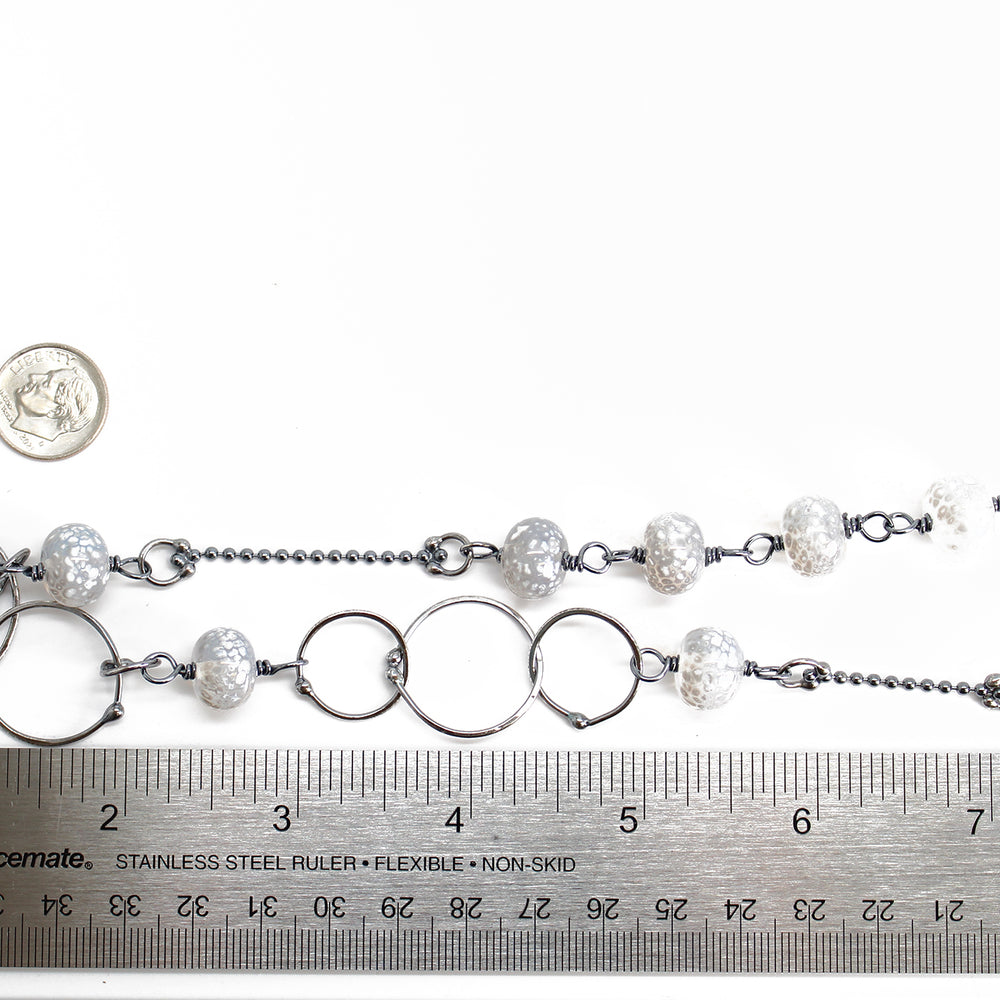 
                      
                        Handmade Sterling Silver Chain Necklace with White Lampwork Beads
                      
                    
