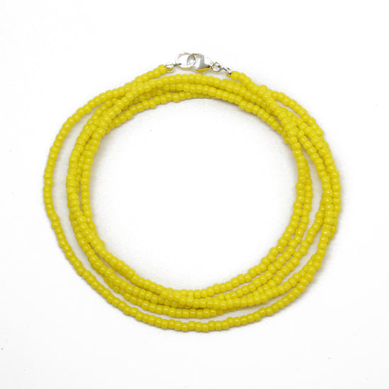 Yellow Single Strand Seed Bead Necklace, Tiny 2.2mm Opaque Dandelion Yellow Beaded Necklace, Made to Order Choker to Long Lengths