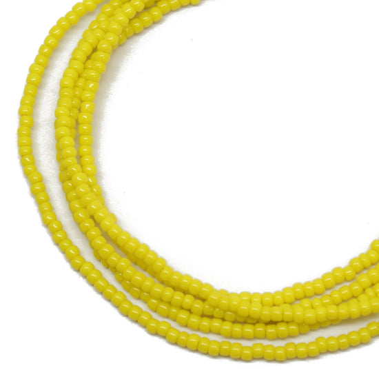 Yellow Single Strand Seed Bead Necklace, Tiny 2.2mm Opaque Dandelion Yellow Beaded Necklace, Made to Order Choker to Long Lengths