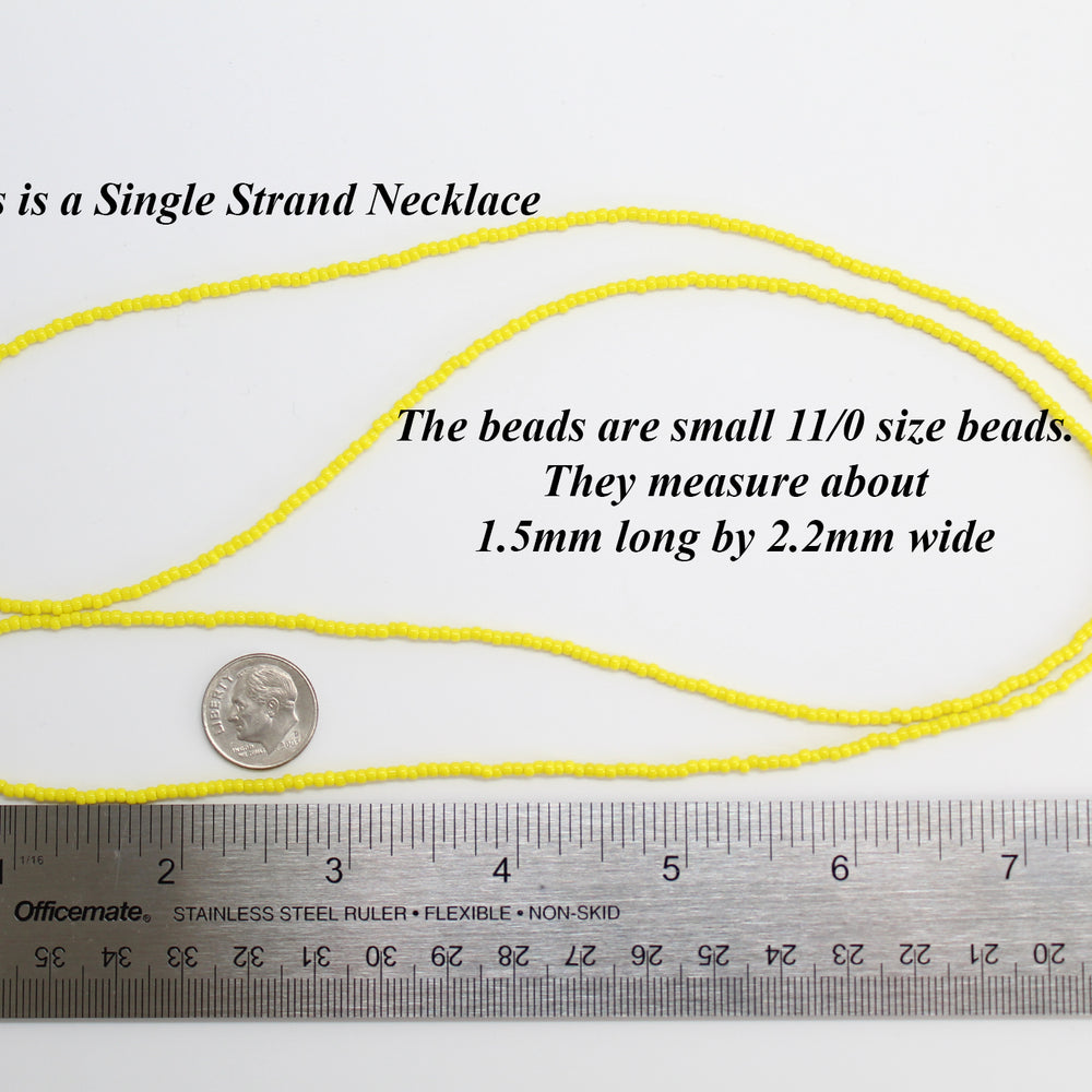 
                      
                        Yellow Single Strand Seed Bead Necklace, Tiny 2.2mm Opaque Dandelion Yellow Beaded Necklace, Made to Order Choker to Long Lengths
                      
                    