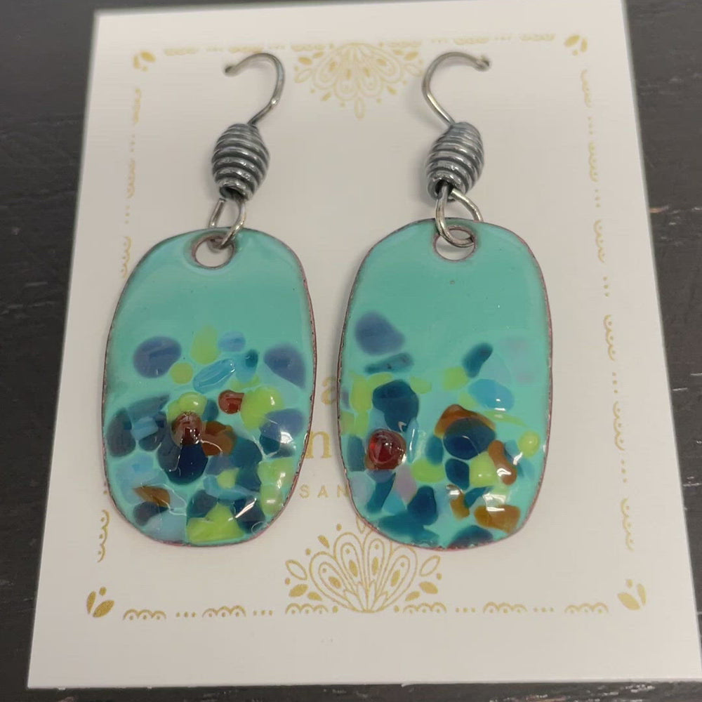 
                      
                        Load and play video in Gallery viewer, Blue Multi Color Enamel Earrings
                      
                    