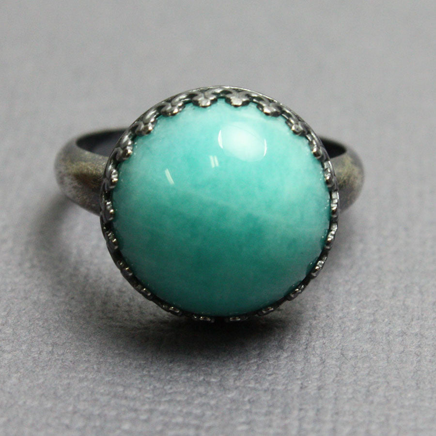 Load image into Gallery viewer, Blue Green Amazonite and Sterling Silver Ring
