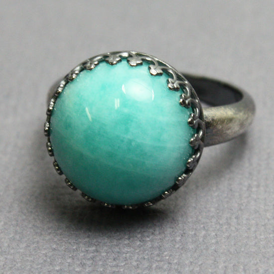 Load image into Gallery viewer, Amazonite and Sterling Silver Ring
