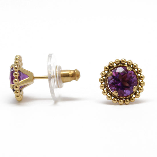 Load image into Gallery viewer, Amethyst Gold Filled Stud Earrings
