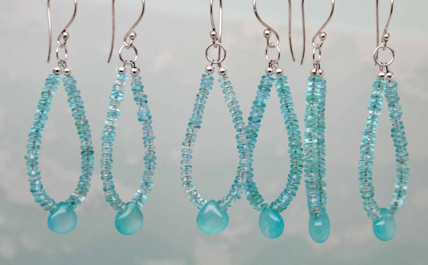 Load image into Gallery viewer, Apatite and Chalcedony Earrings in Sterling Silver
