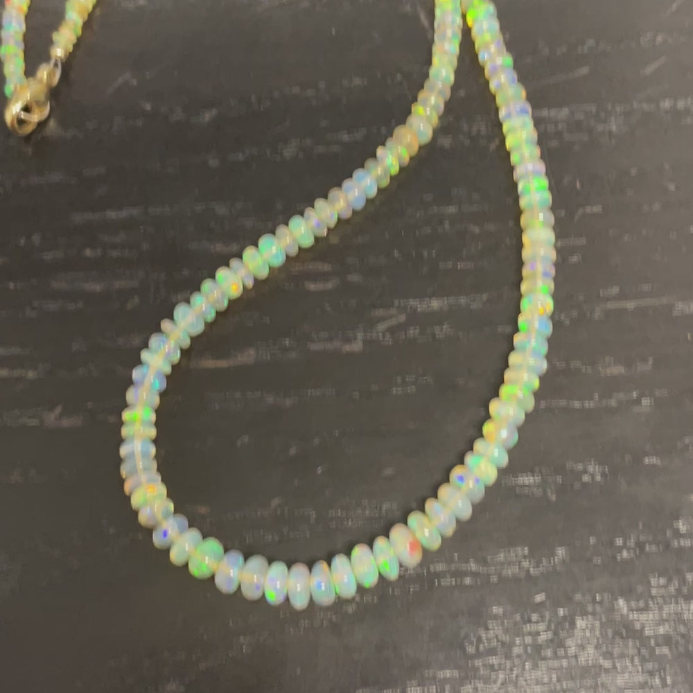 Golden Opal Bead Necklace, 18 Inches Long
