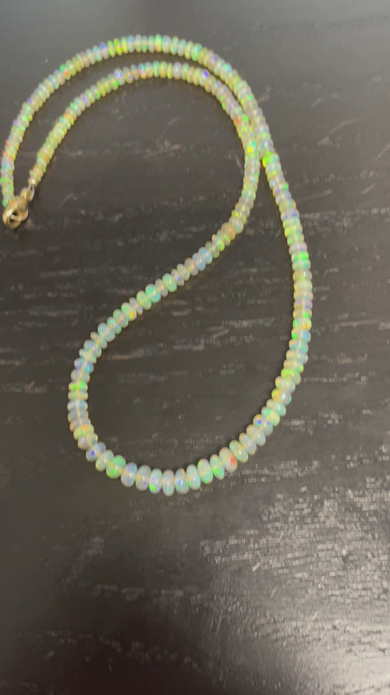 Golden Opal Bead Necklace, 18 Inches Long