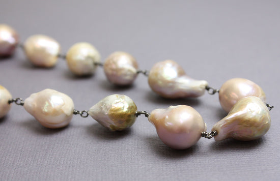 Baroque Pearl Necklace-Sterling Silver-30" L