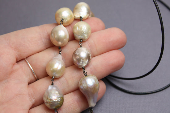 Load image into Gallery viewer, Baroque Pearl Necklace-Sterling Silver-30&amp;quot; L
