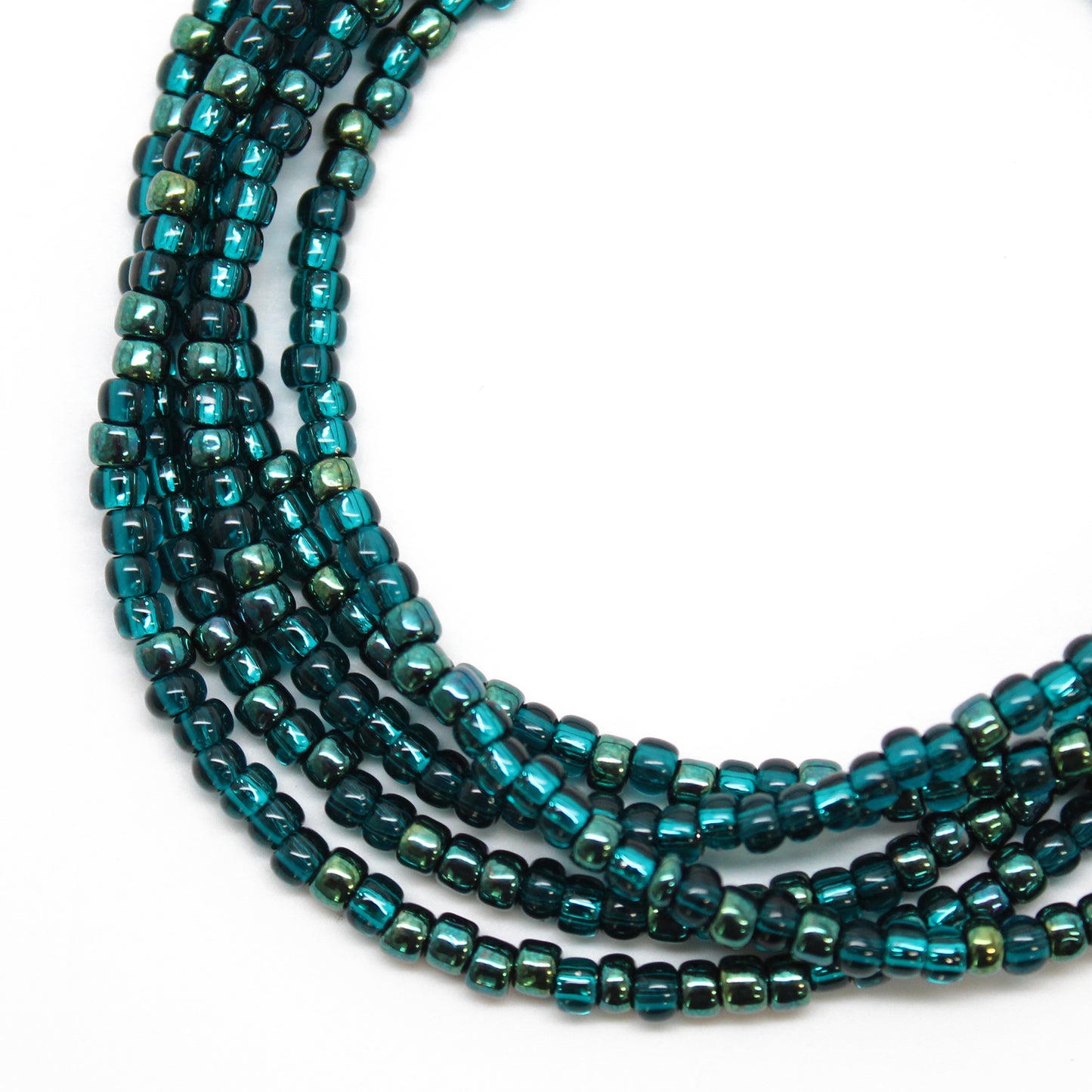 Metallic Teal Seed Bead Necklace