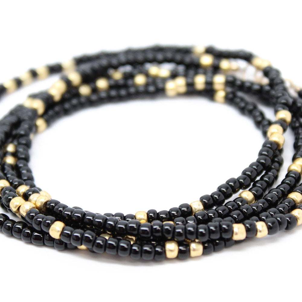 
                      
                        Black and Gold Seed Bead Necklace-Single Strand
                      
                    