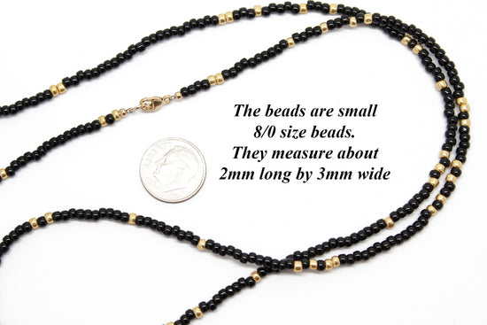 Small Black and Gold Seed Bead Necklace
