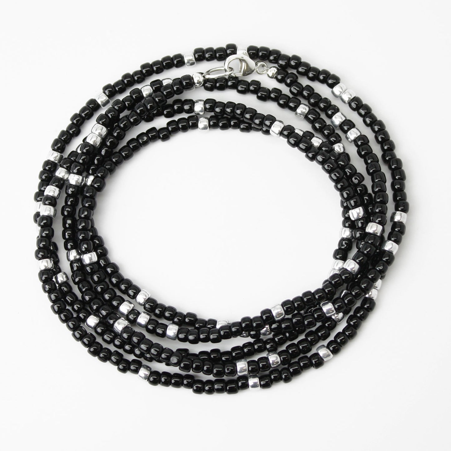 Realdivinas Stylish Black Beads Long Necklace Crystal Mala for Men -  Multipurpose Fancy Attractive Style Black Stone