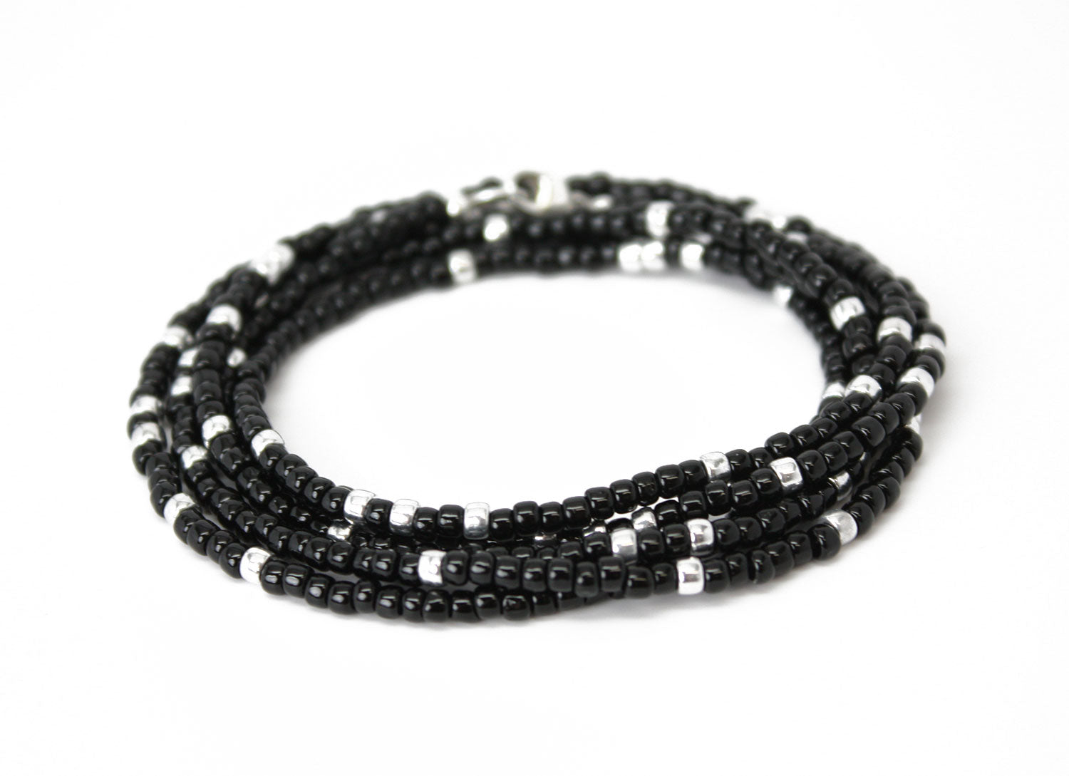 Black and Silver Beaded Statement Necklace discount - One of a Kind, Monochrome Beadwork Jewellery