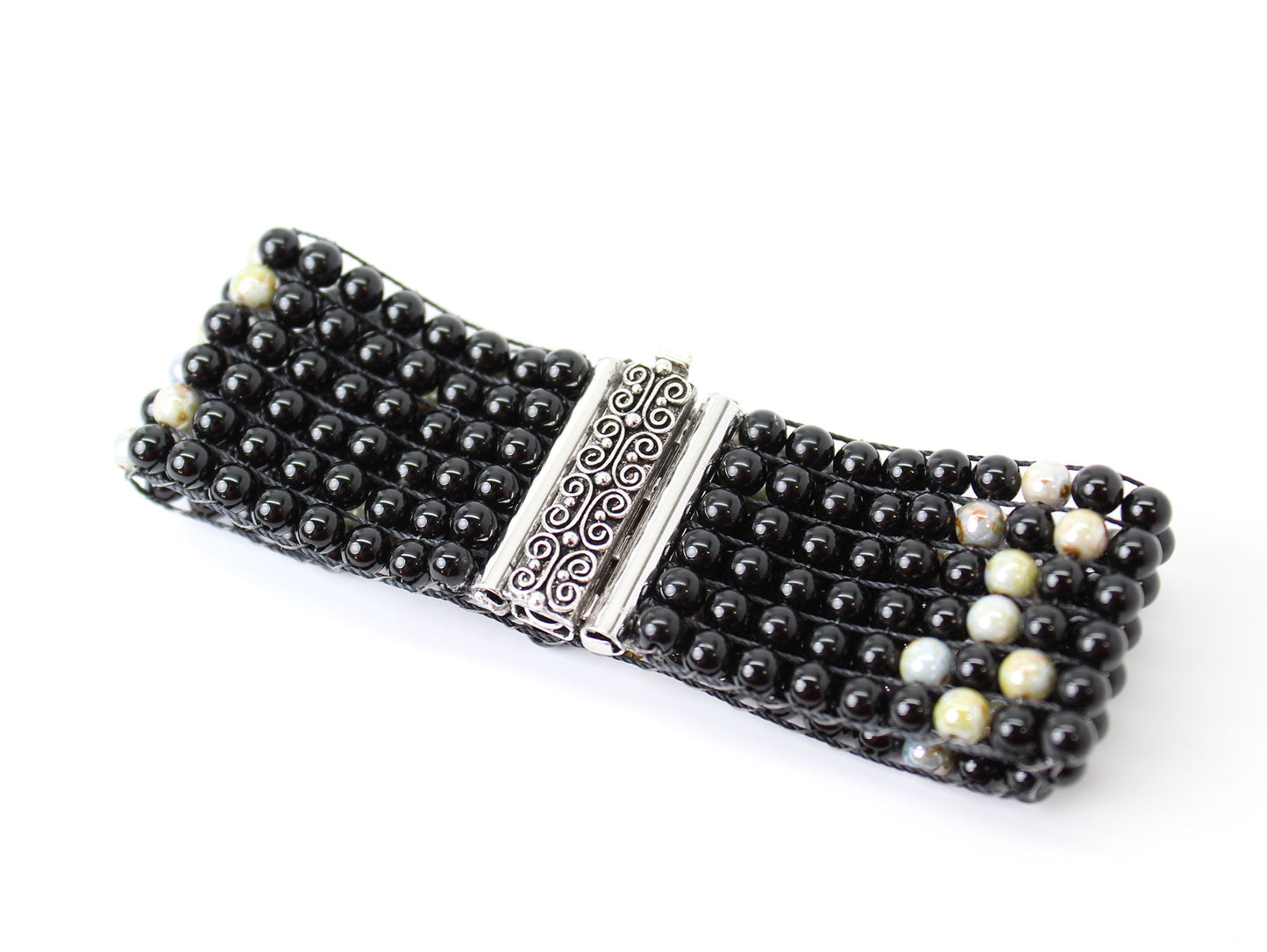 Black Onyx Loom Woven Bracelet