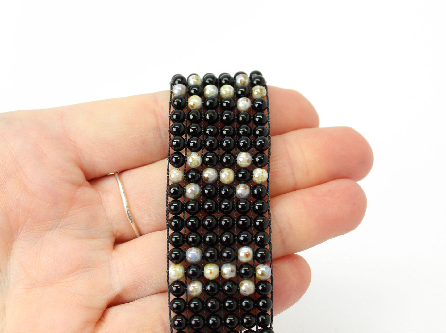 Black Onyx Loom Woven Bracelet