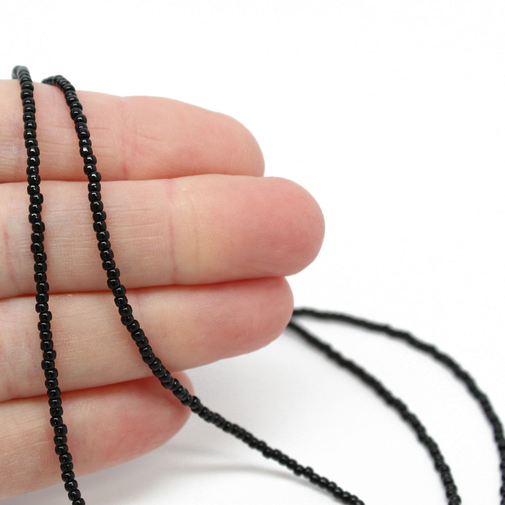 
                      
                        Handmade Black Seed Bead Necklace-Shiny Opaque-Single Strand
                      
                    