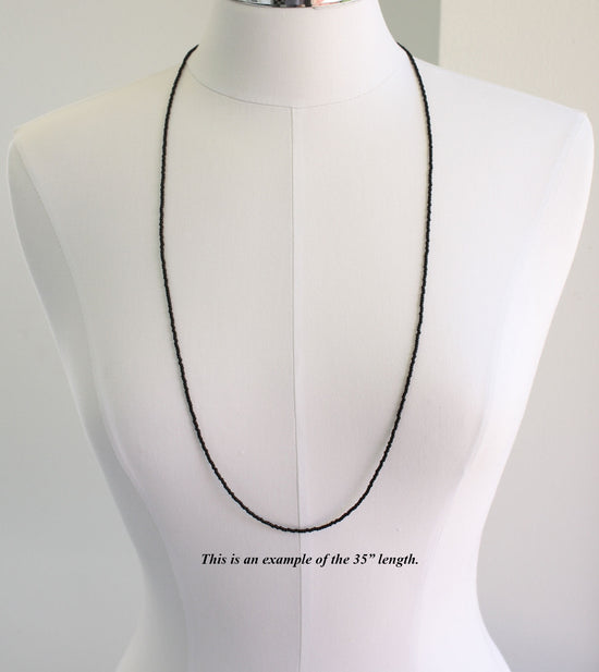 Load image into Gallery viewer, Long Black Seed Bead Necklace
