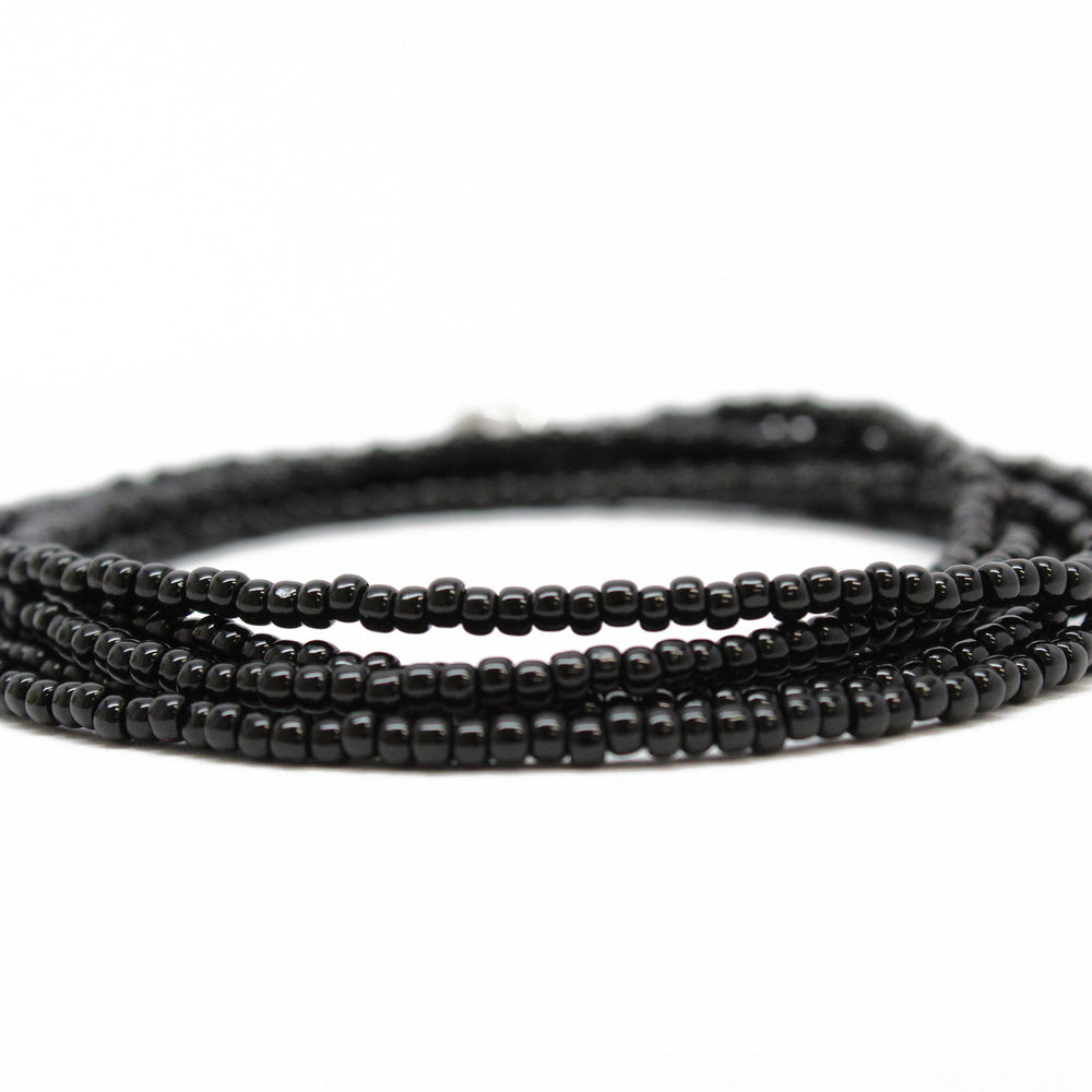 Black Wrap Seed Bead Bracelet