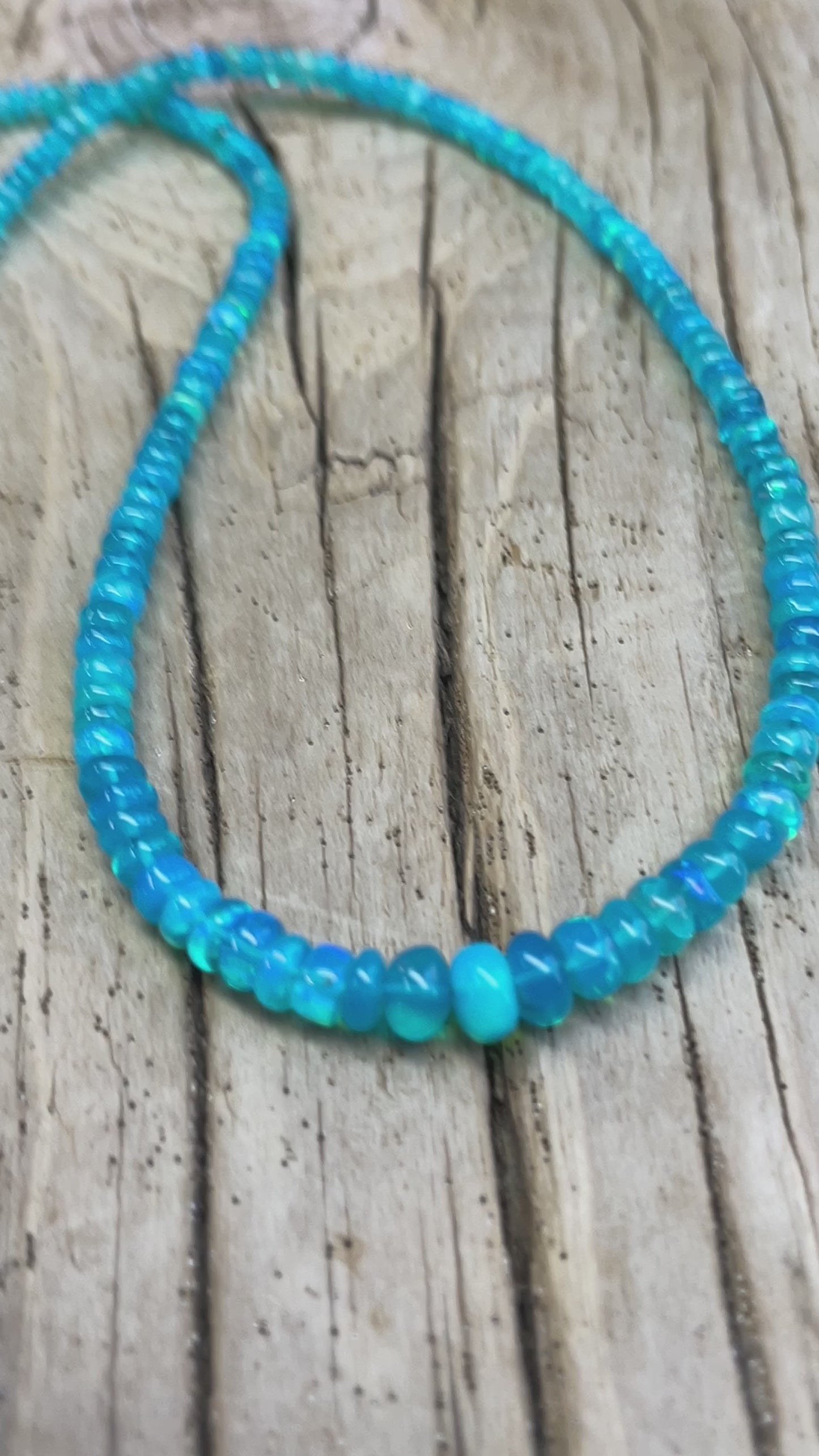 Blue Opal Necklace, 16.5 Inches Long