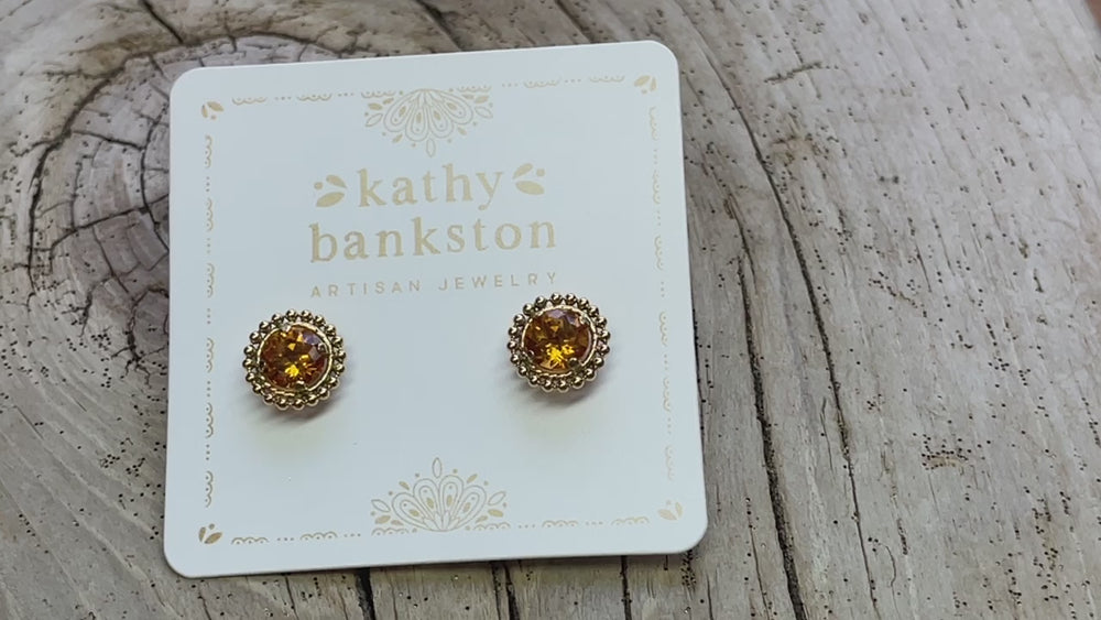 Citrine Gold Filled Stud Earrings