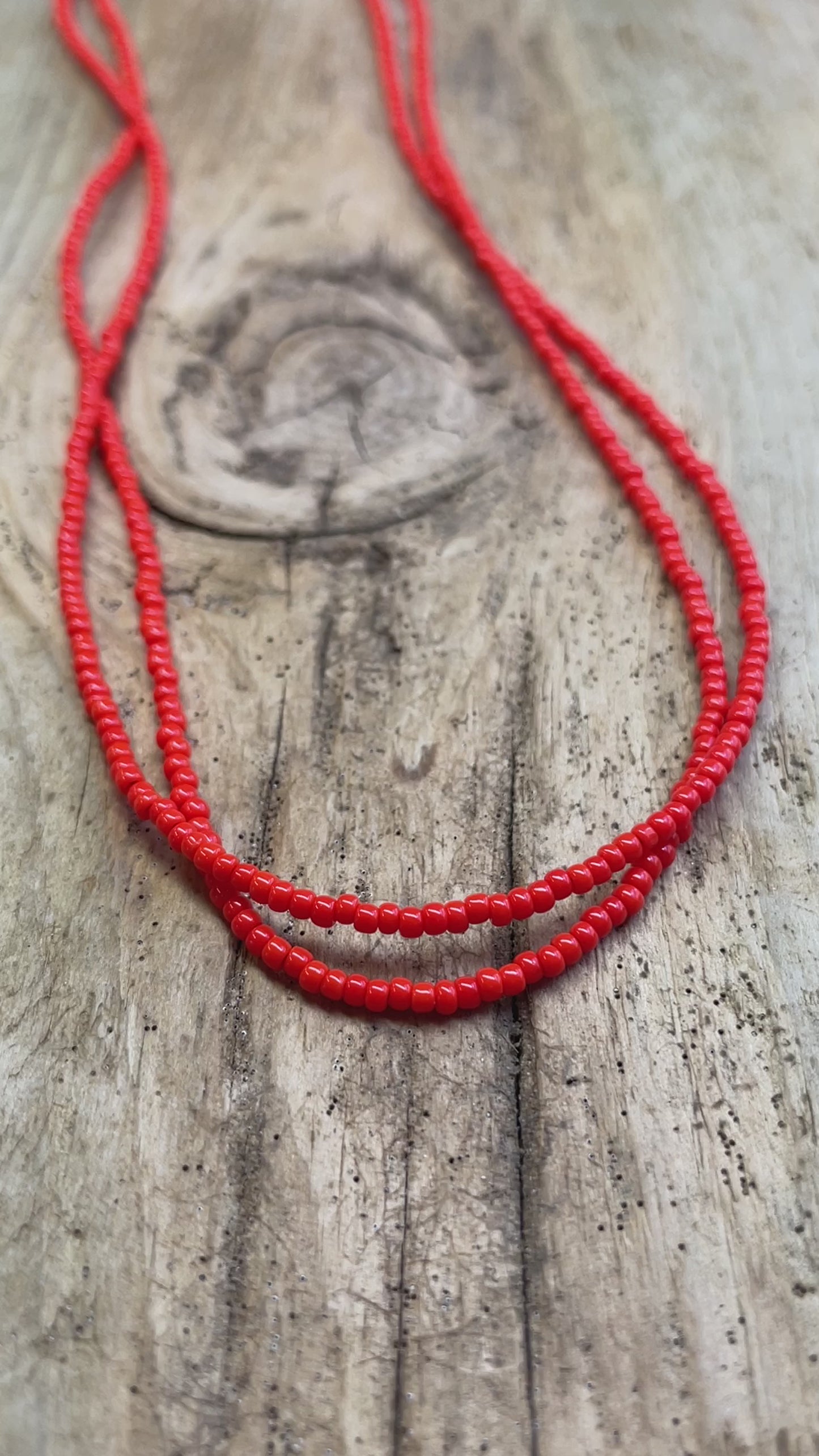 Sunset Orange Seed Bead Necklace, Thin 1.5mm Single Strand