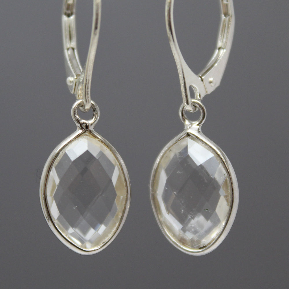 Crystal Quartz Dangle Earrings in Sterling Silver Lever Backs