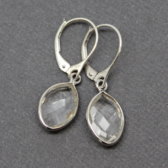Crystal Quartz Dangle Earrings in Sterling Silver Lever Backs