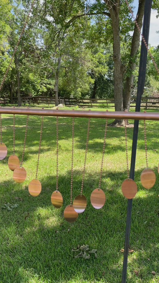Load and play video in Gallery viewer, Copper Wind Chime with Circles, Hanging Mobile 28&amp;quot; L
