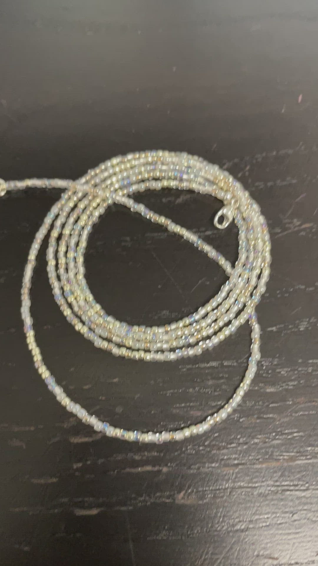 Load and play video in Gallery viewer, Gold and Silver Seed Bead Necklace, Thin 1.5mm Single Strand
