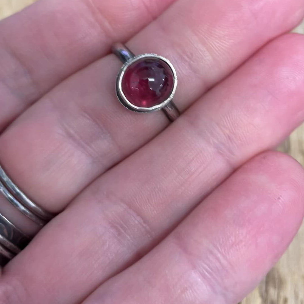 
                      
                        Load and play video in Gallery viewer, Pink Tourmaline Ring in Sterling Silver, Size 6.5 US
                      
                    