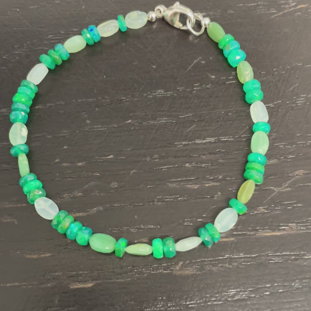 Green Ethiopian Opal and Chrysoprase Bracelet