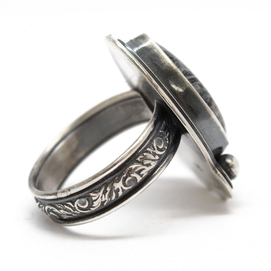 Fossil Coral Ring in Sterling Silver, Size 8 US