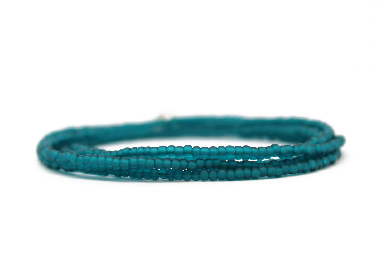 Teal Seed Bead Necklace-Blue Green Single Strand