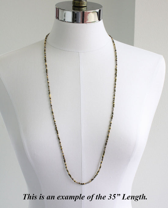 Gold Seed Bead Necklace-Multi Color-Single Strand