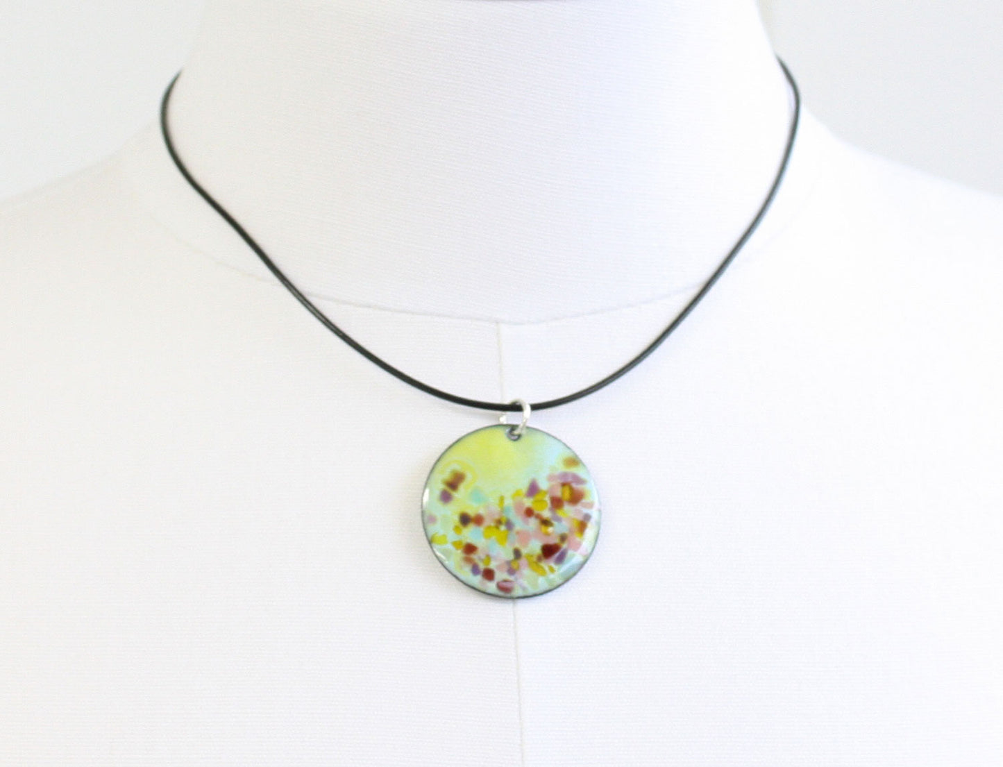 Green and Pink Enamel Pendant