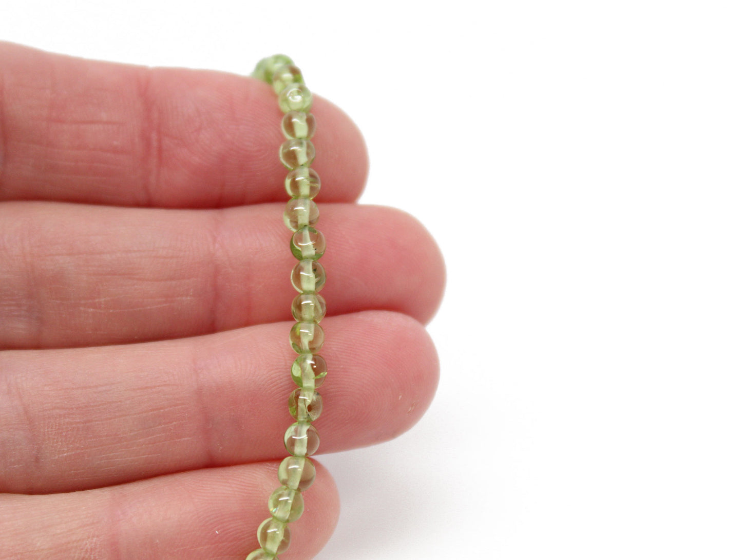 Peridot Bracelet with Lobster Clasp, Small 4mm Beads