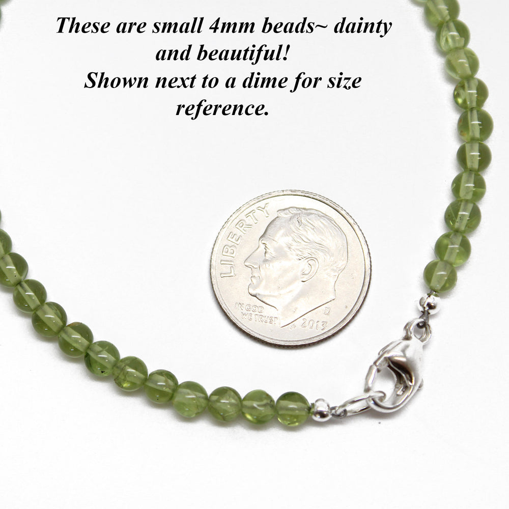 
                      
                        Peridot Bracelet with Lobster Clasp, Small 4mm Beads
                      
                    