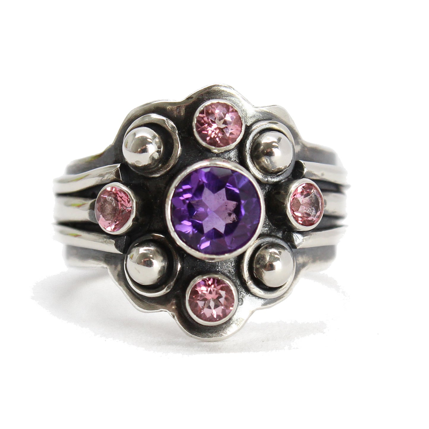 Amethyst and Topaz Ring in Sterling Silver 7.25 US