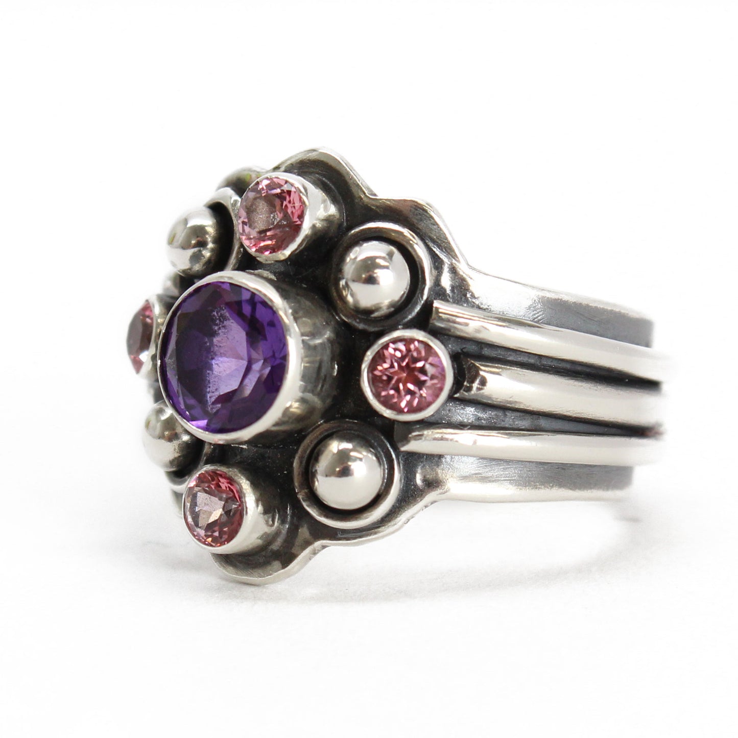 Amethyst and Topaz Ring in Sterling Silver 7.25 US