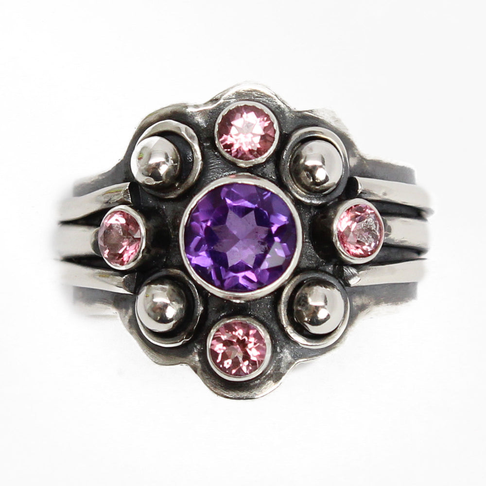 
                      
                        Handmade Amethyst and Topaz Ring in Sterling Silver 7.25 US
                      
                    