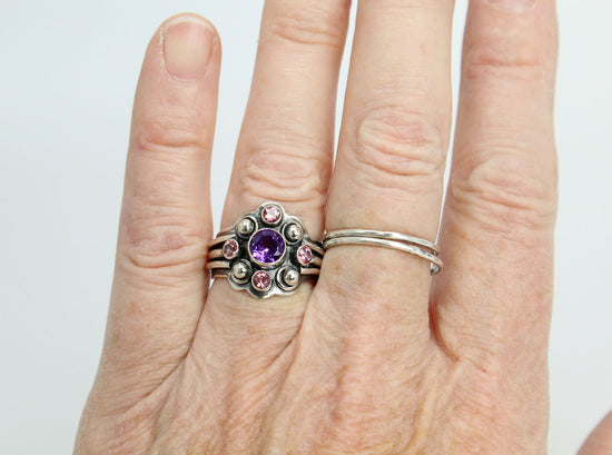Medium GUM DROP™ Ring with Blue Topaz Violet Amethyst and Diamonds –  Christina Addison Jewelry Designs