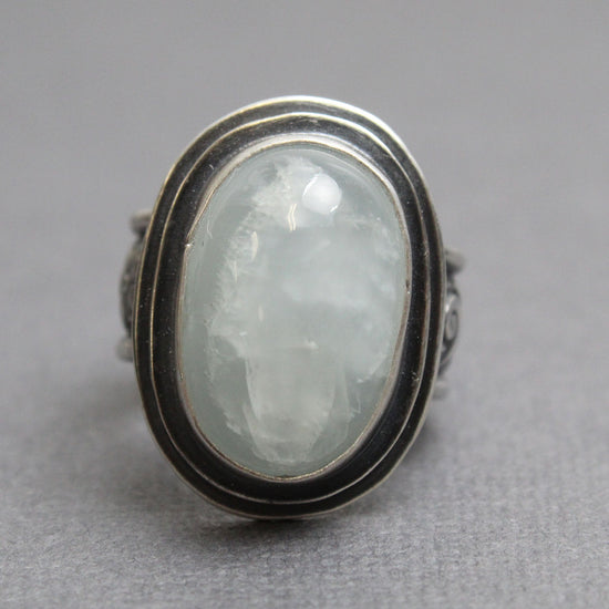 Handmade Aquamarine Ring in 925 Sterling Silver, Size 8 US