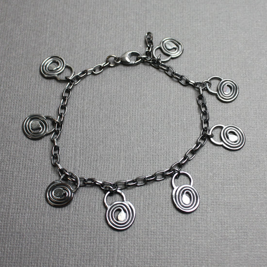 Load image into Gallery viewer, Sterling Silver Charm Bracelet-Adjustable to 7.75&amp;quot; 
