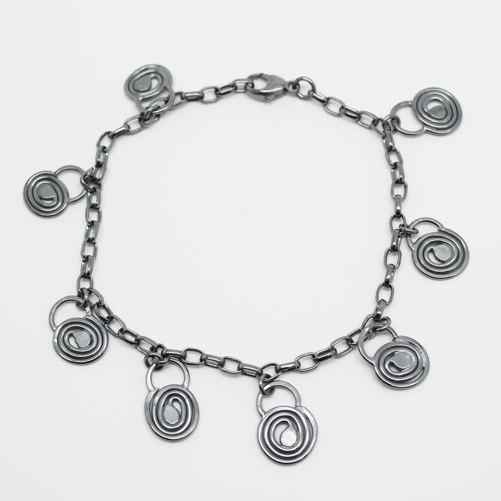 Sterling Silver Spiral Charm Bracelet-Adjustable to 7.75