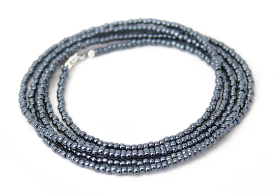 Hematite Glass Seed Bead Necklace