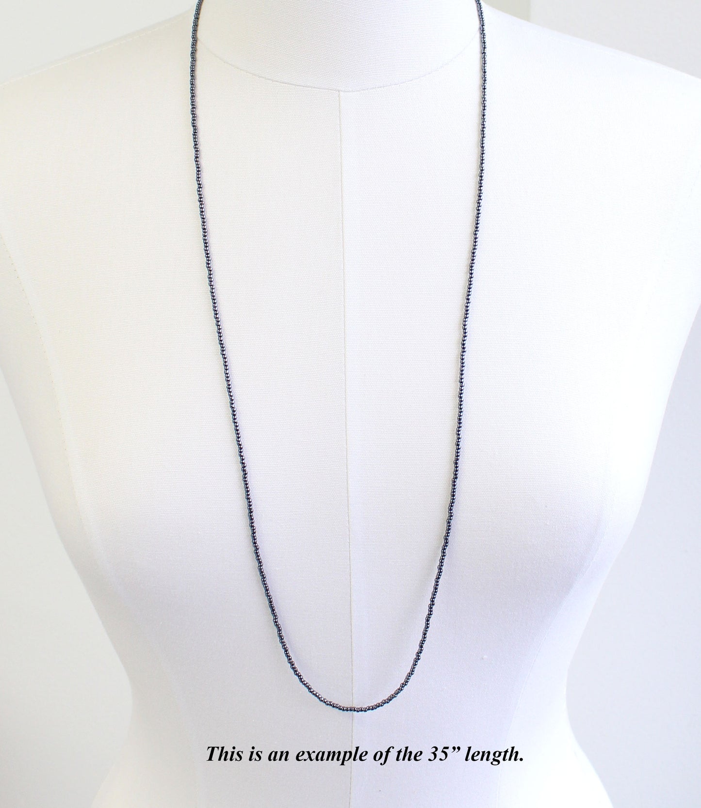 Load image into Gallery viewer, Hematite Glass Seed Bead Necklace
